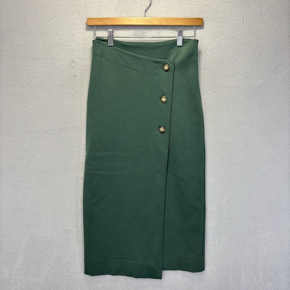Babaton Dresses & Skirts - Babaton Aritzia Asymmetrical Button Front Midi Skirt Womens 2 Green Pencil